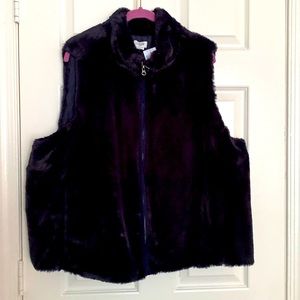 Navy blue faux fur vest